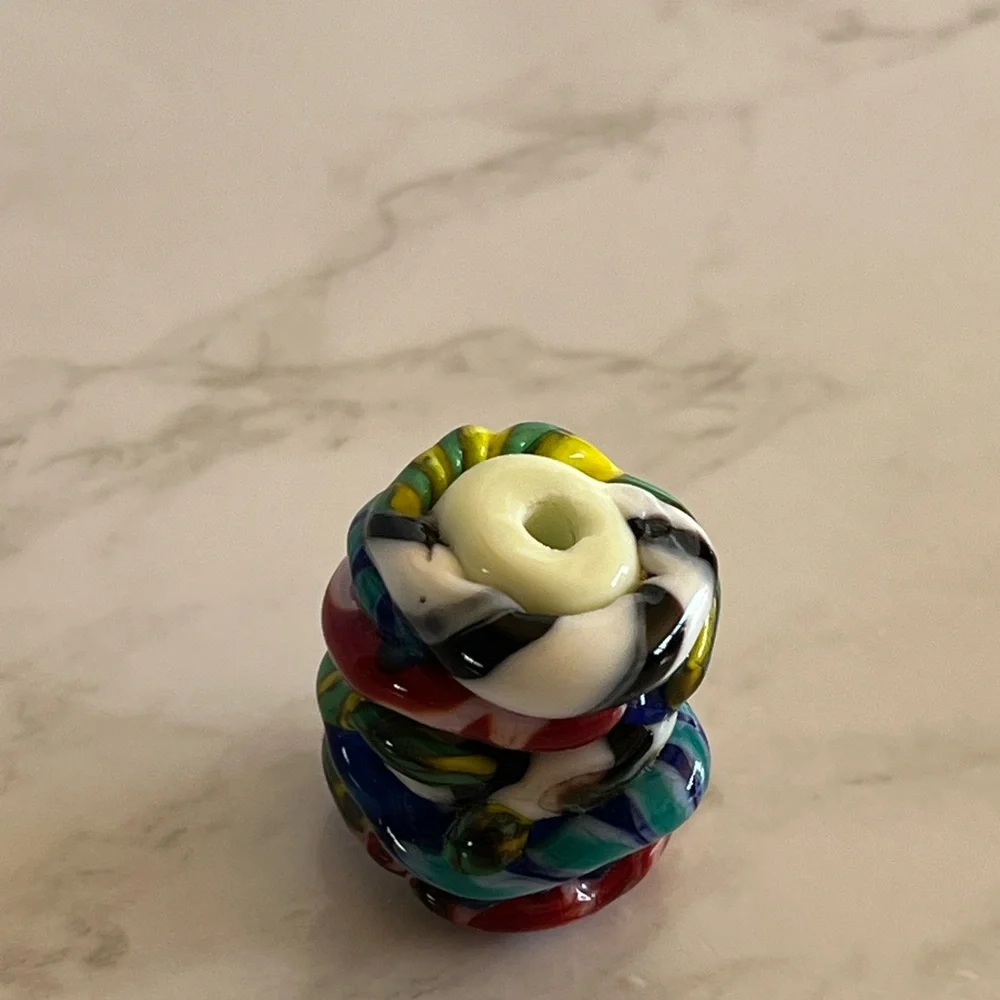 Inspiration Bead, Intention Bead, Handmade Melted Glass Prayer Bead Multicolored - Picture 4 of 8